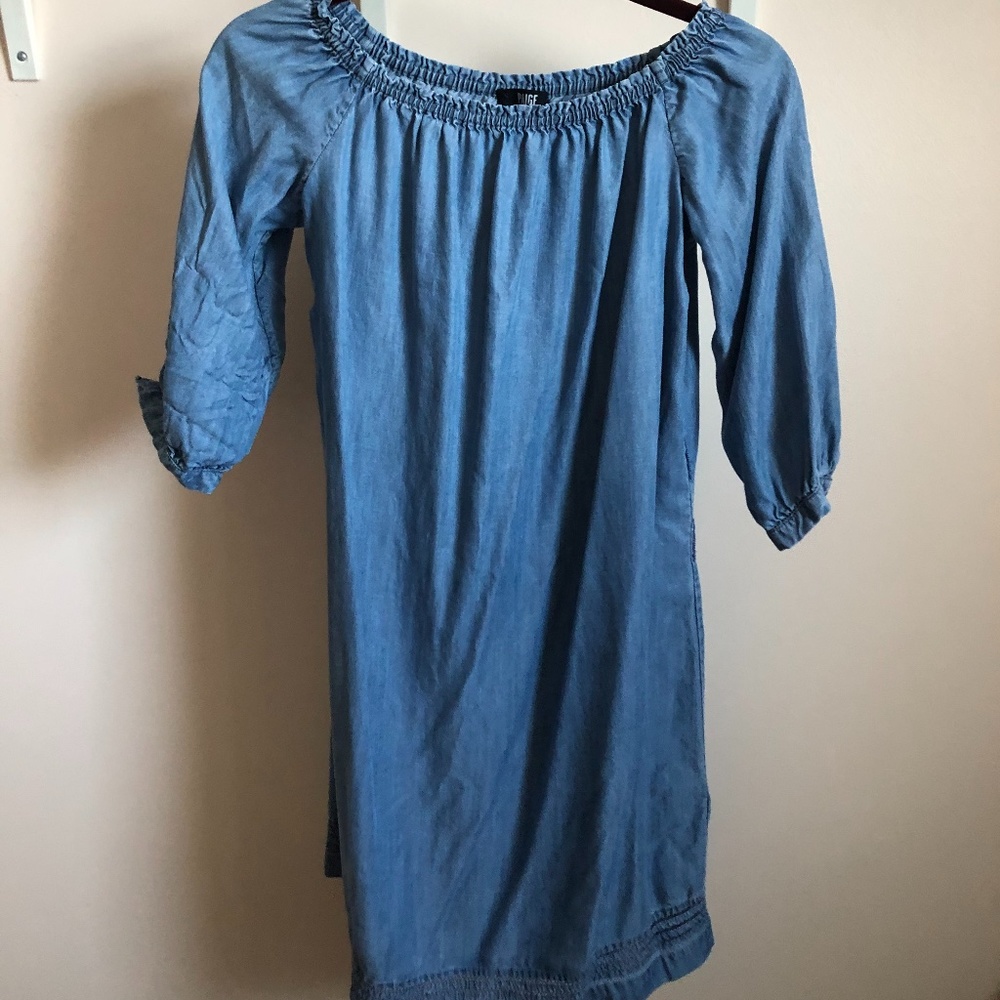 Paige Beatrice Dress Chambray Off Shoulder 3/4 Sle